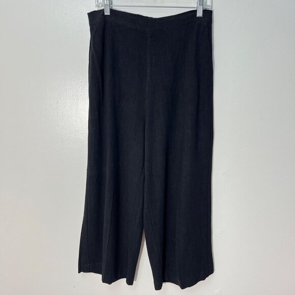 SASS Black Wide Leg Crop Lagenlook Linen Blend Pants‎ Size 12 - Picture 1 of 7